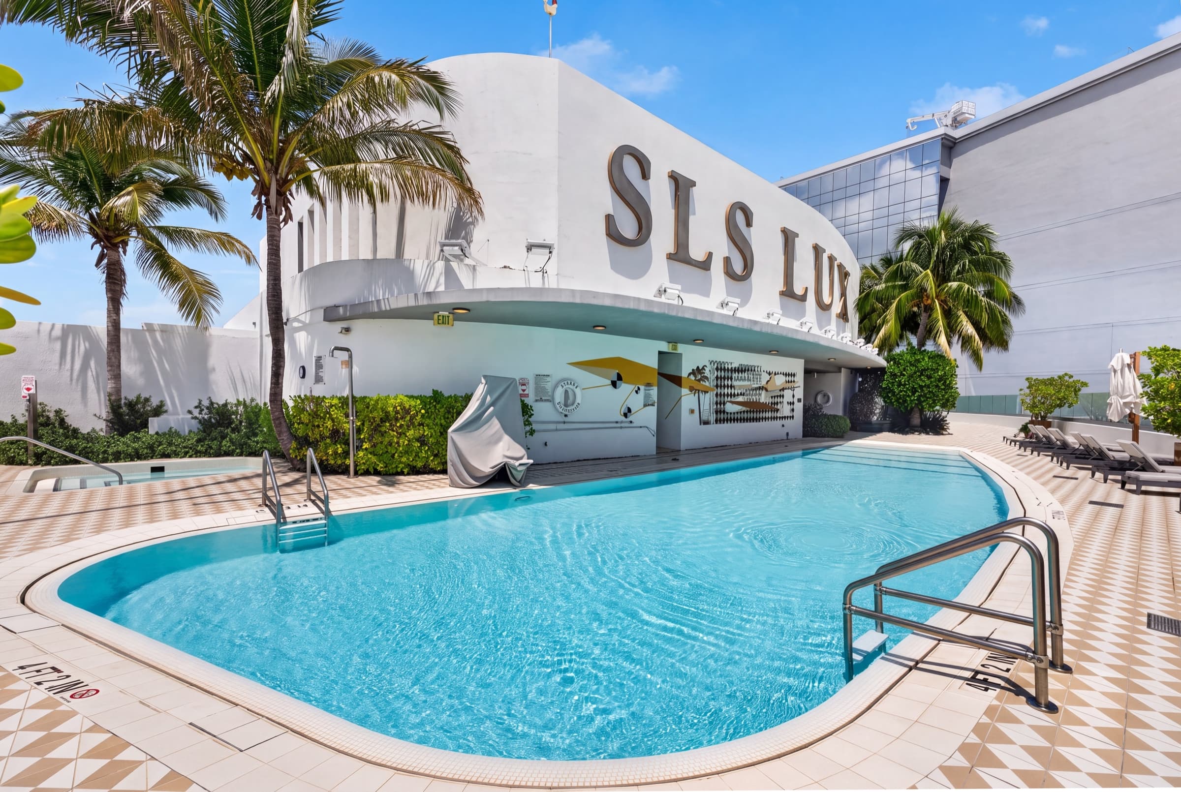 SLS LUX pool and modern architecture in South Florida